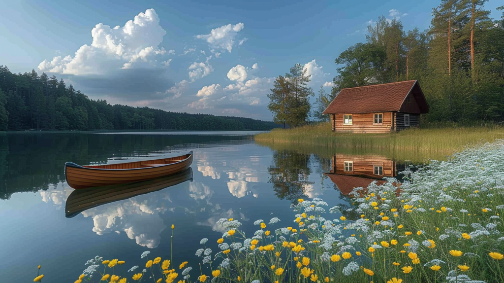 domek nad jeziorem
